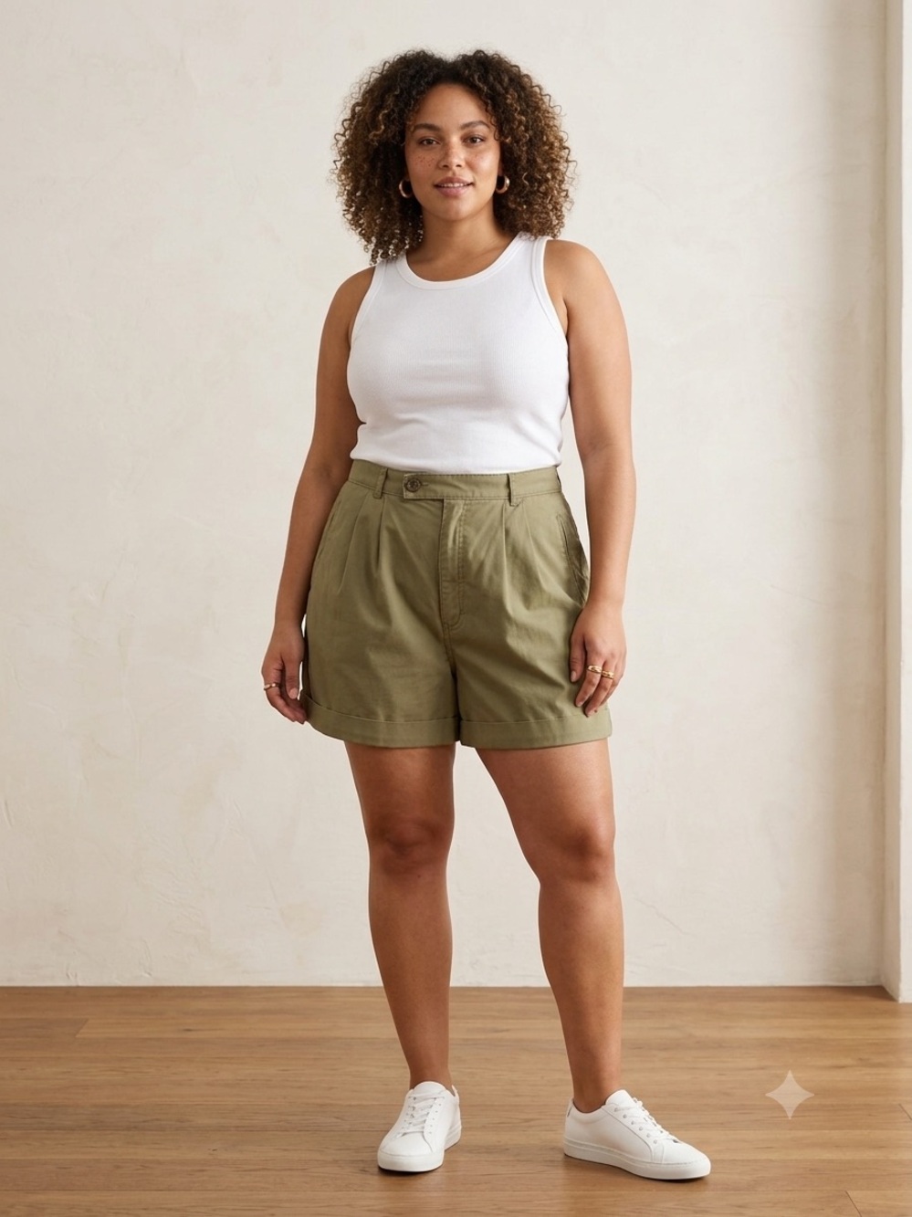 VTG  Avantique Olive Green Pleated Classic Shorts Hiker Comfort Summer